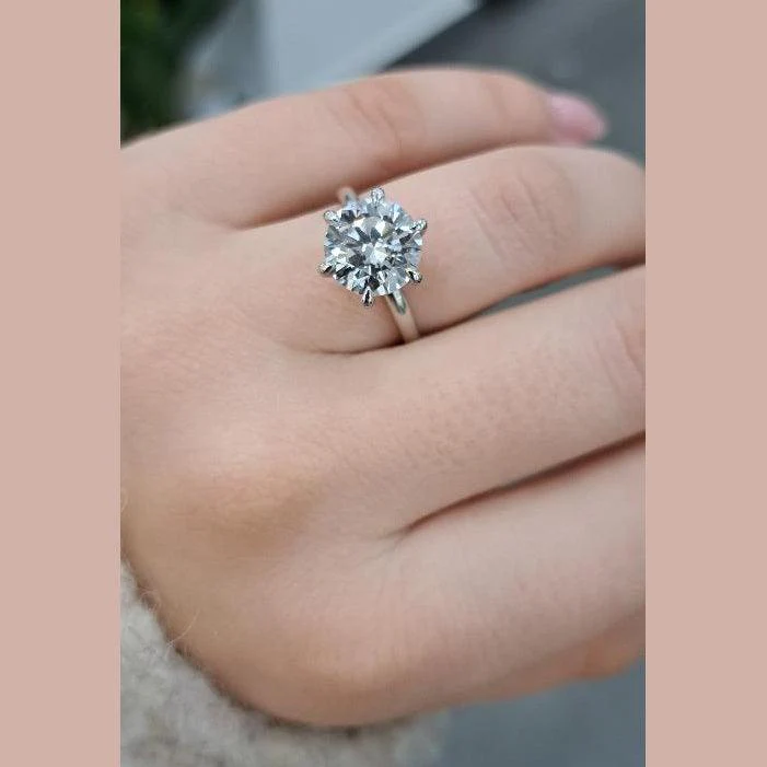 Great Deal..!! Round Diamond 6 Claw Solitaire Engagement Ring In Platinum 4Ct - 5Ct - Image 2