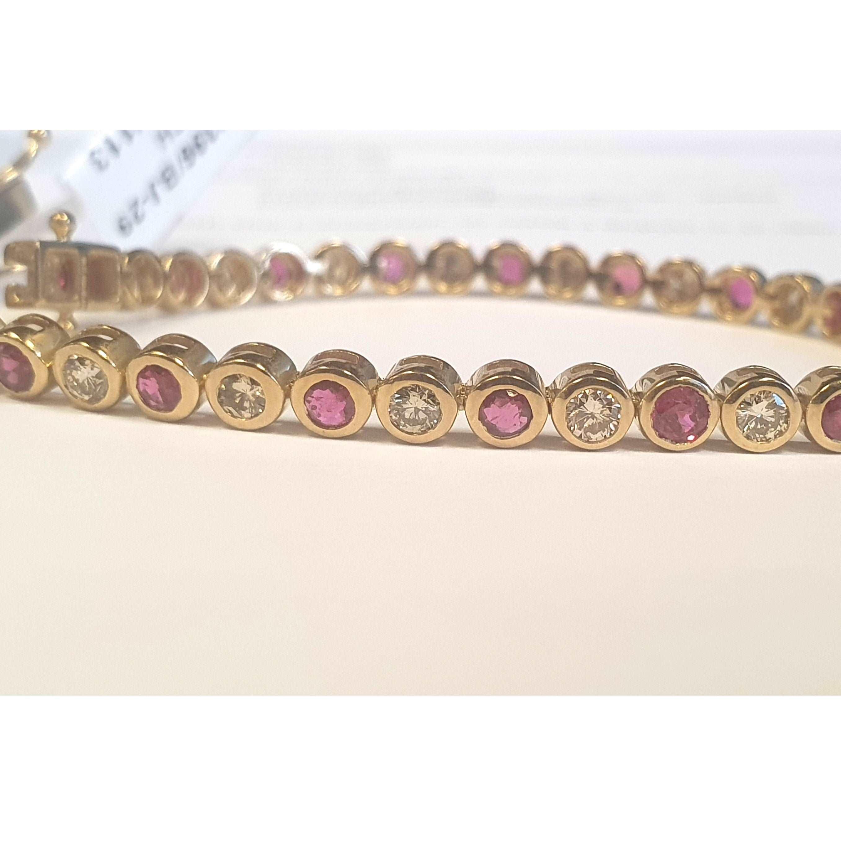 100% Natural Ruby & Diamond Tennis Bracelet Crafted In Yellow Gold 6.00ct - Image 4