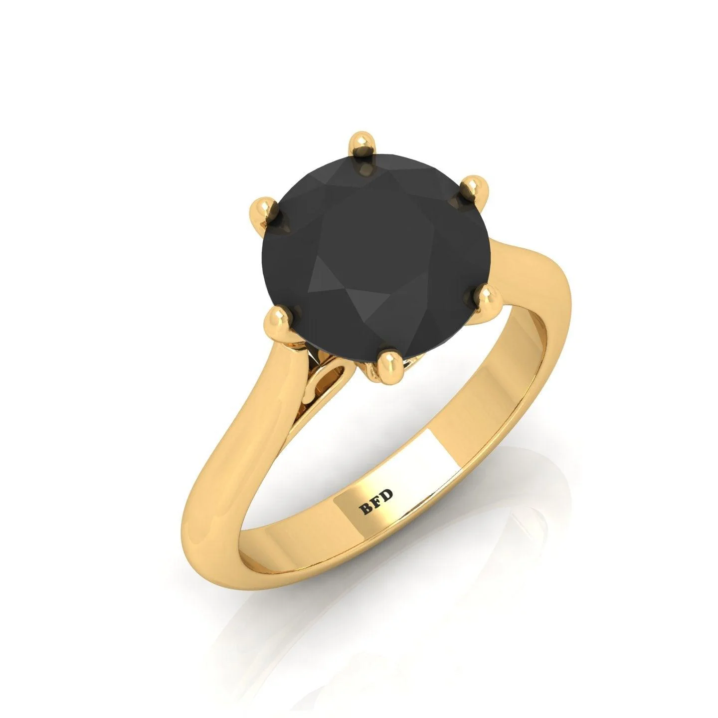 3.00 Carat AAA Huge Black Round Diamond Solitaire Engagement Ring - Image 2