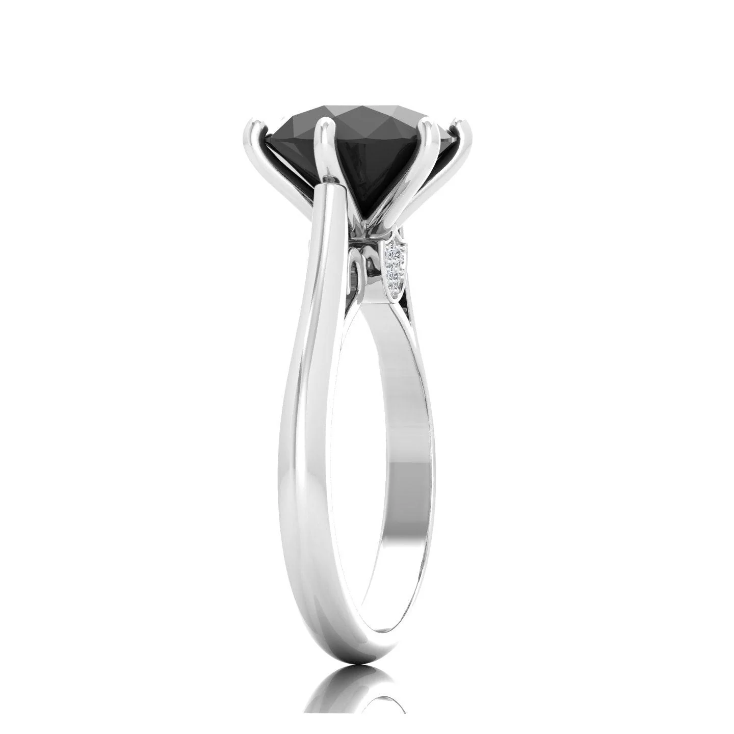 3.00 Carat AAA Huge Black Round Diamond Solitaire Engagement Ring - Image 6