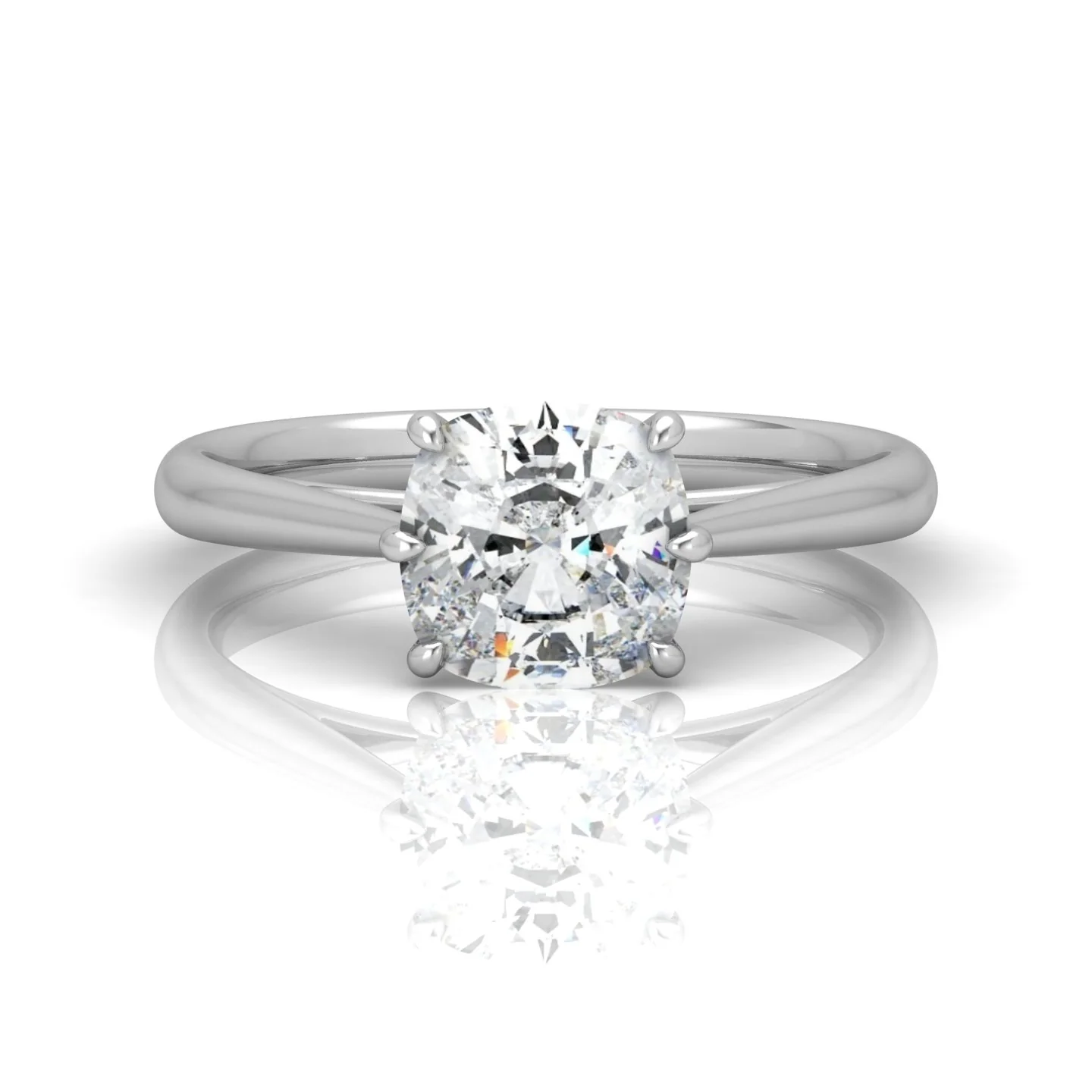 Cushion Diamond Cathedral Solitaire Ring - Image 9