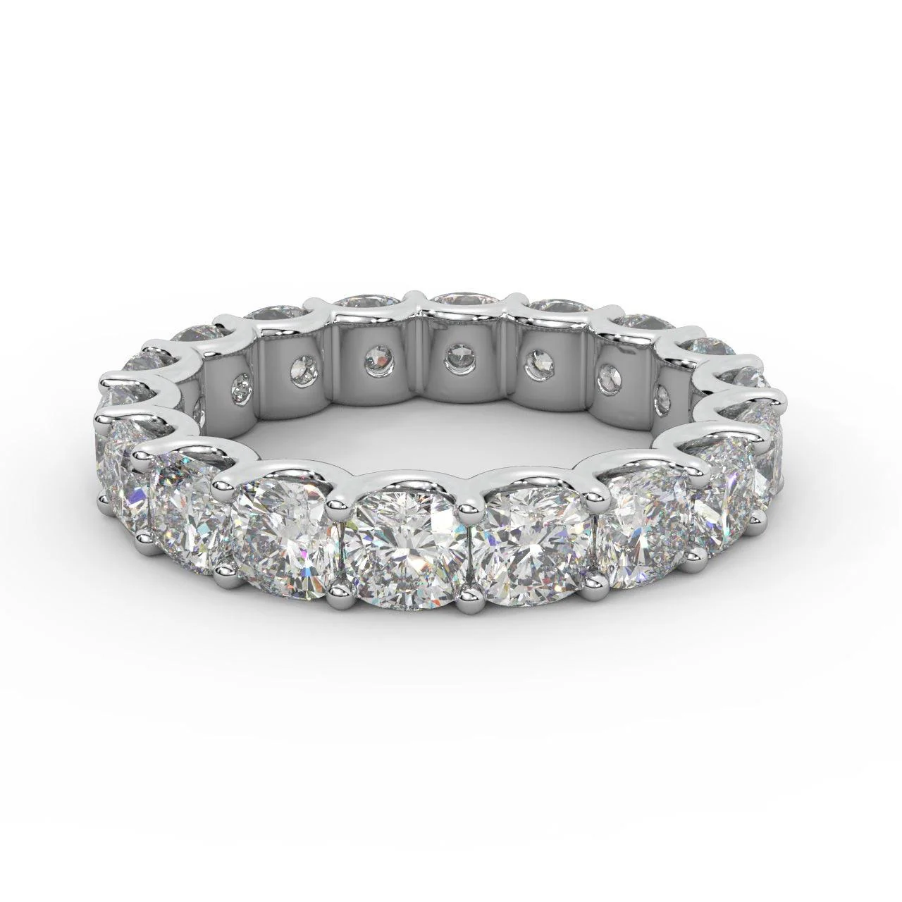 D/VS 5.50ct - 8.50ct Cushion Diamond Full Eternity Ring For Women in Platinum - Image 5
