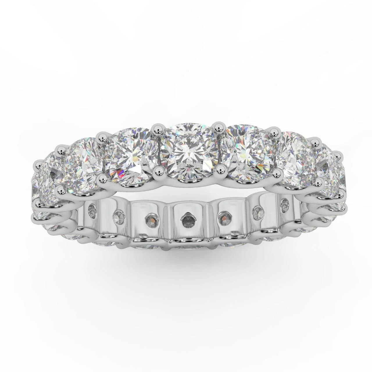 D/VS 5.50ct - 8.50ct Cushion Diamond Full Eternity Ring For Women in Platinum - Image 6