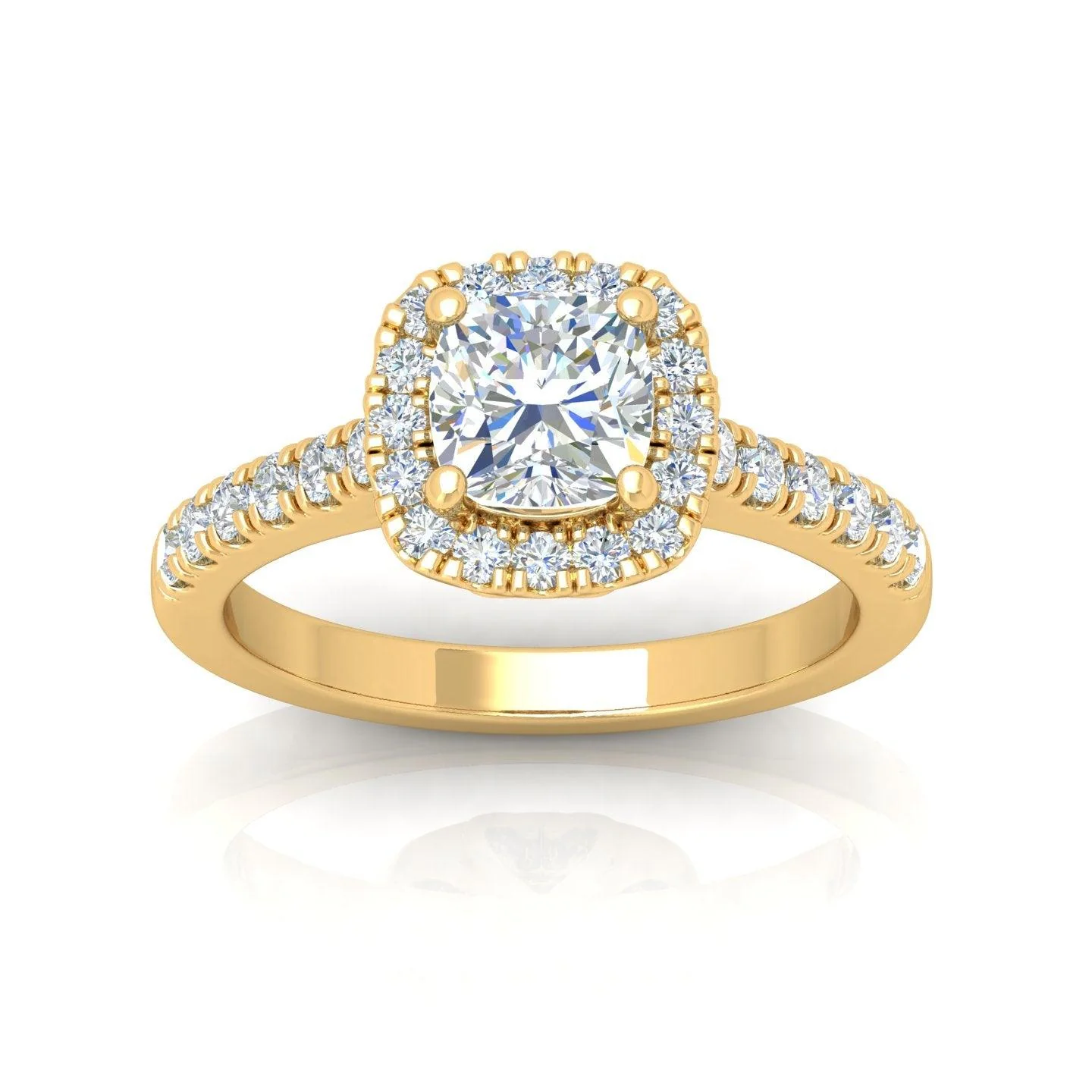 Cushion Diamond Halo Engagement Ring in Gold / Platinum 1.50Ct - Image 4