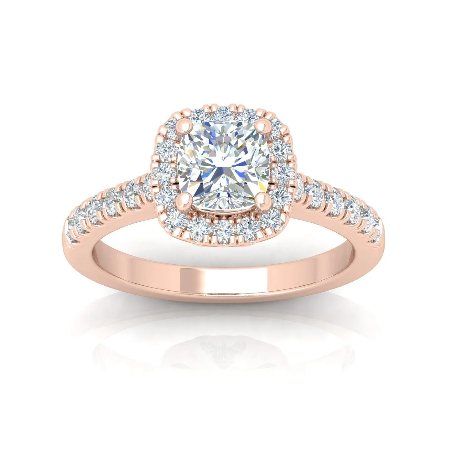 Cushion Diamond Halo Engagement Ring in Gold / Platinum 1.50Ct - Image 5