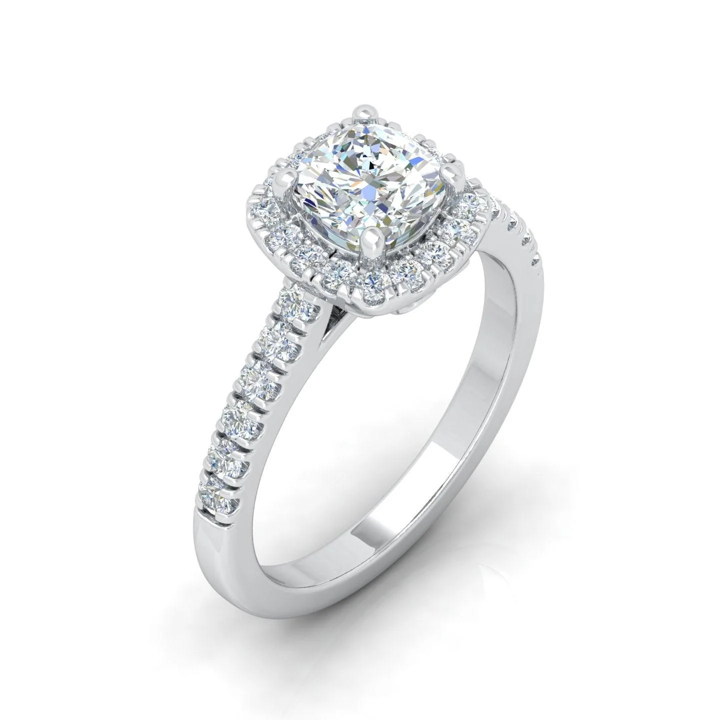 Cushion Diamond Halo Engagement Ring in Gold / Platinum 1.50Ct - Image 6