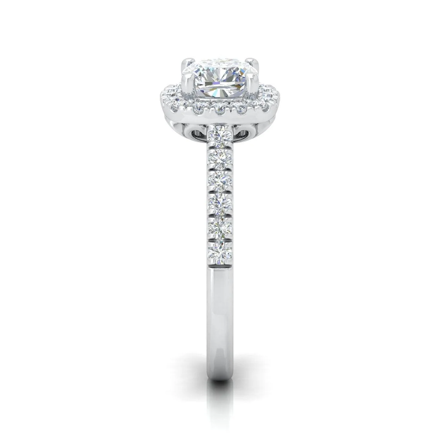 Cushion Diamond Halo Engagement Ring in Gold / Platinum 1.50Ct - Image 8