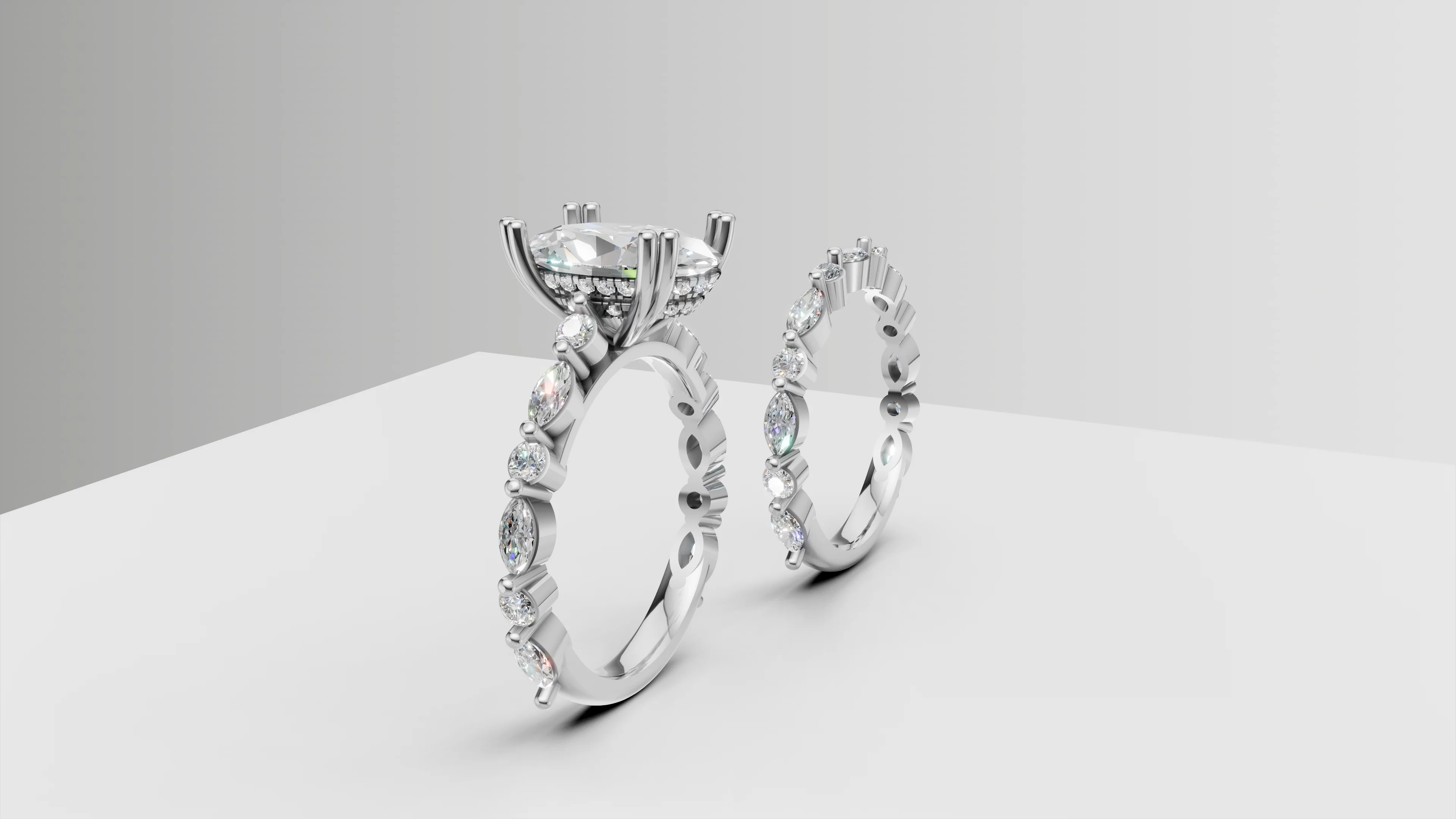 Customise Order - IGI Certified Diamond Oval Cut Double Hidden Halo Engagement Ring - Image 3