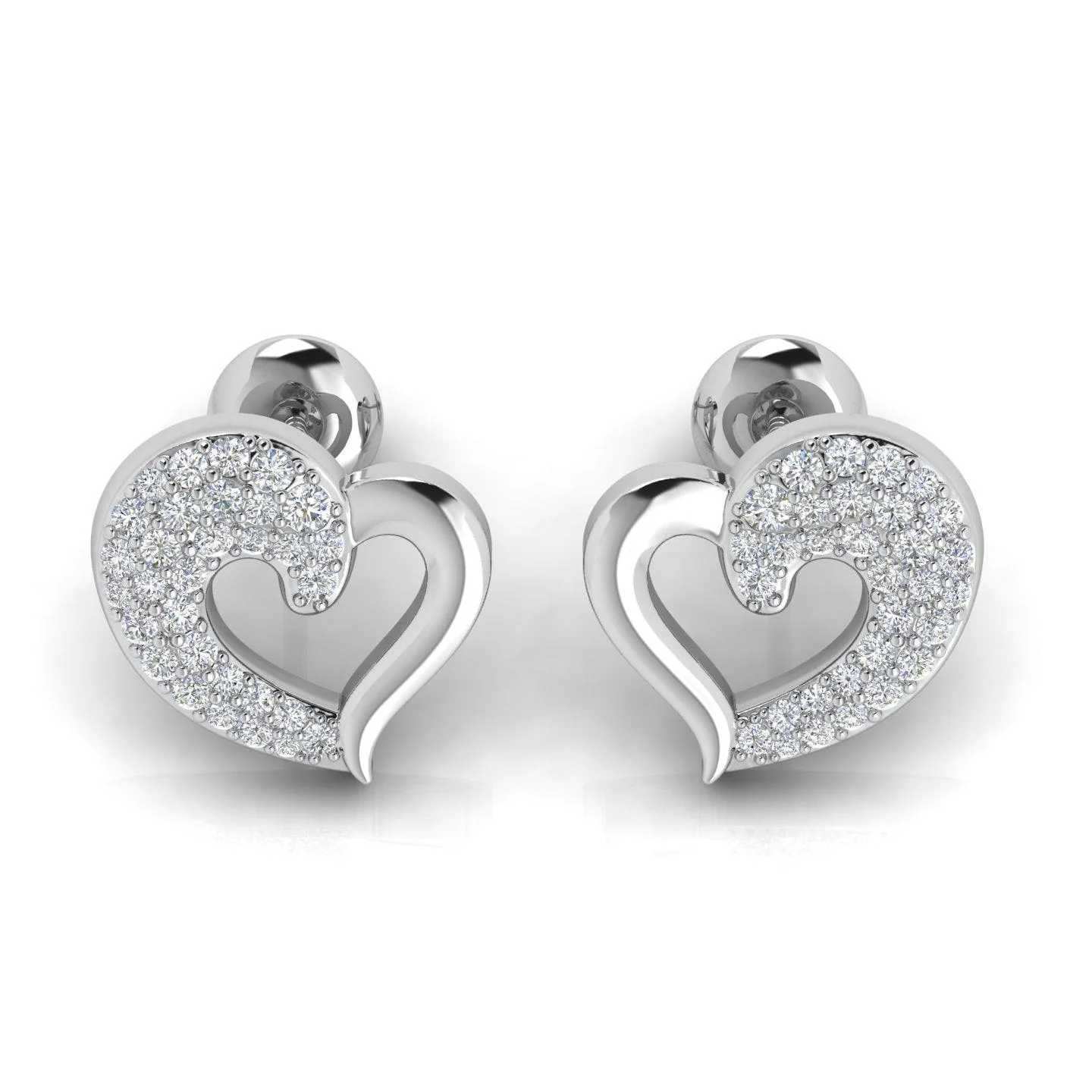 D/VS 0.50Ct Lab Grown Round Diamond Heart Shape Designer Earrings - amadadiamonds