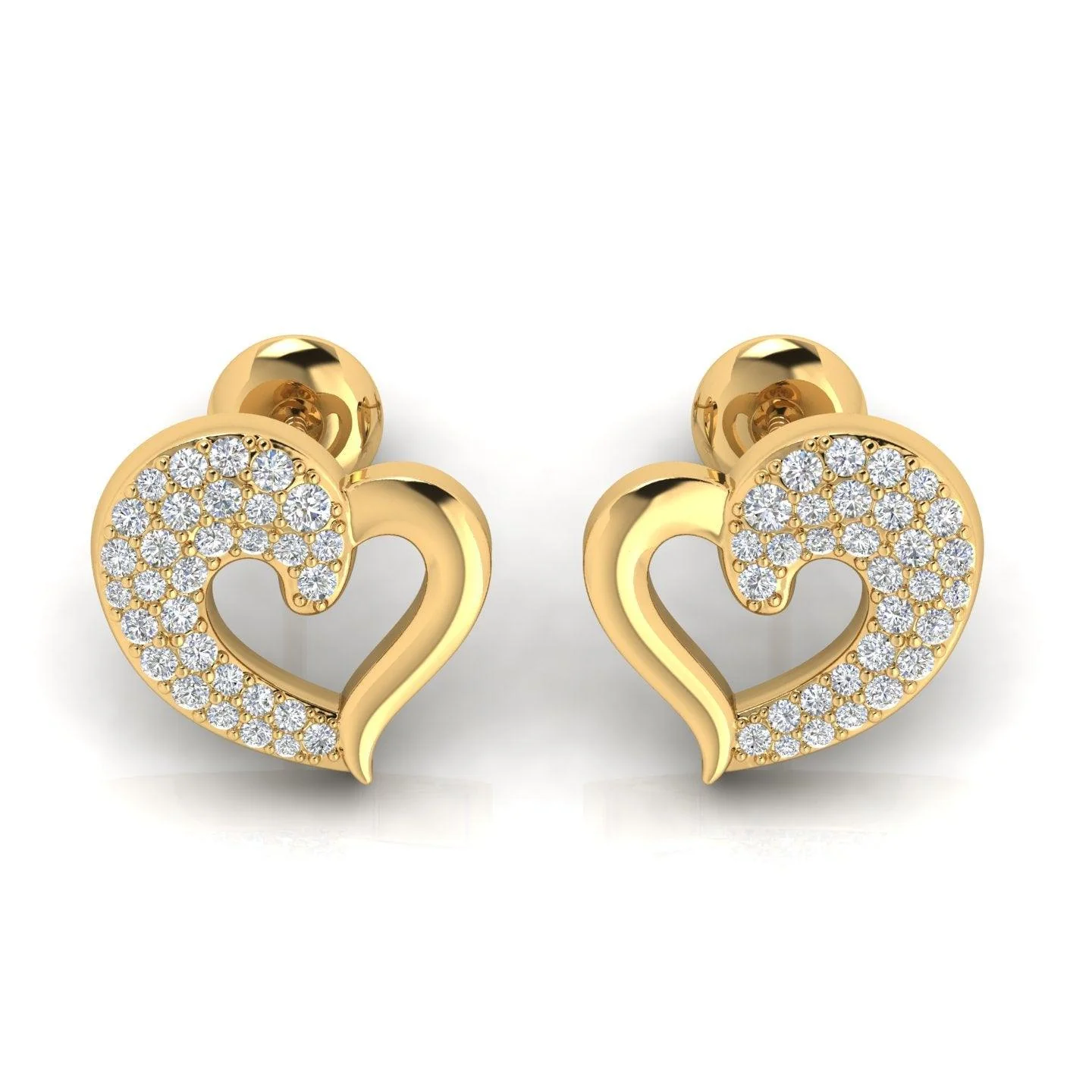 D/VS 0.50Ct Lab Grown Round Diamond Heart Shape Designer Earrings - amadadiamonds - Image 3