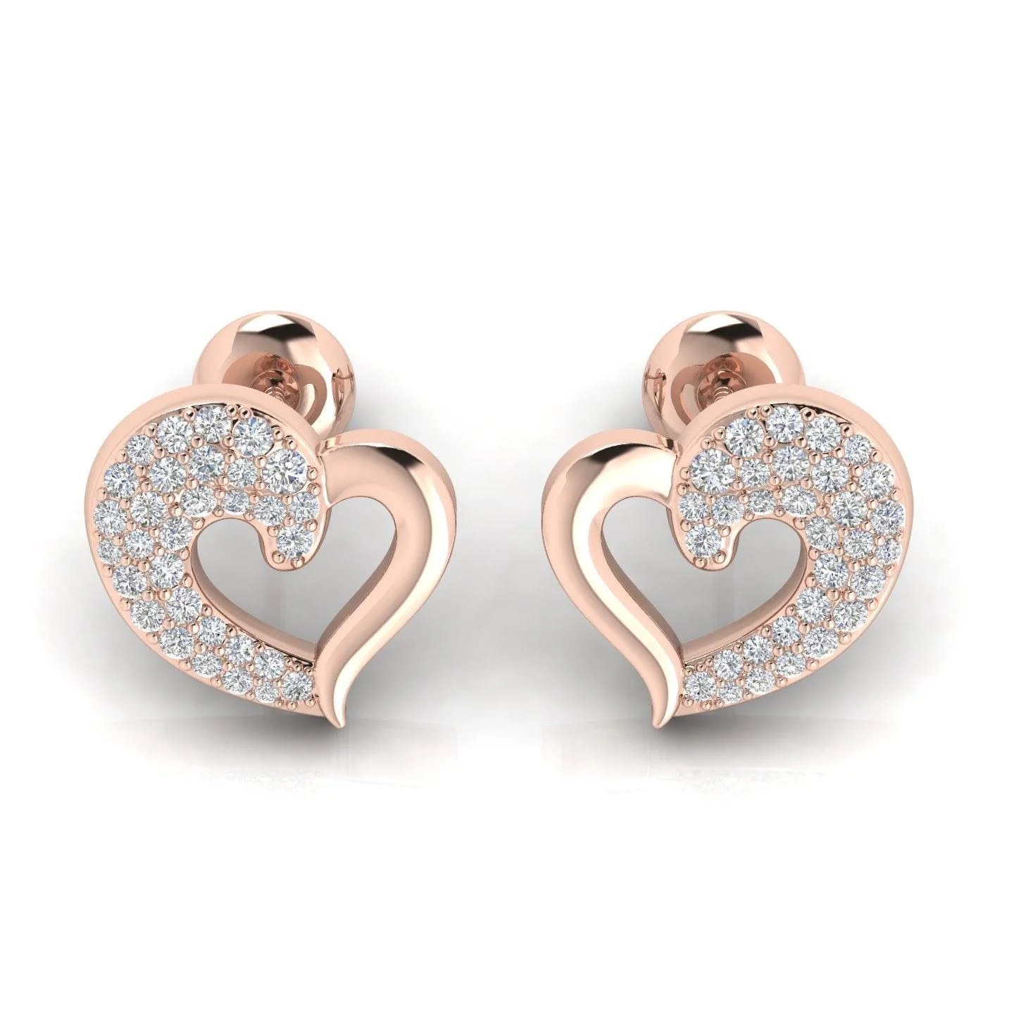 D/VS 0.50Ct Lab Grown Round Diamond Heart Shape Designer Earrings - amadadiamonds - Image 4