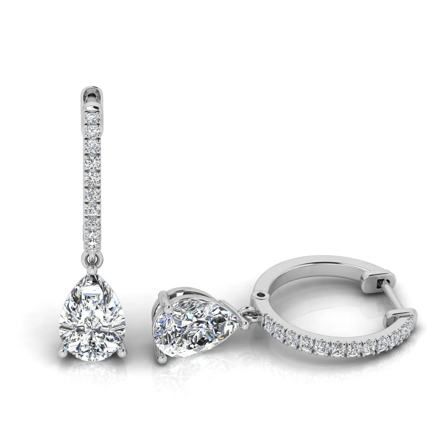 D/VS 2.50 Carat Pear Diamond Dangle Drop Earrings - amadadiamons