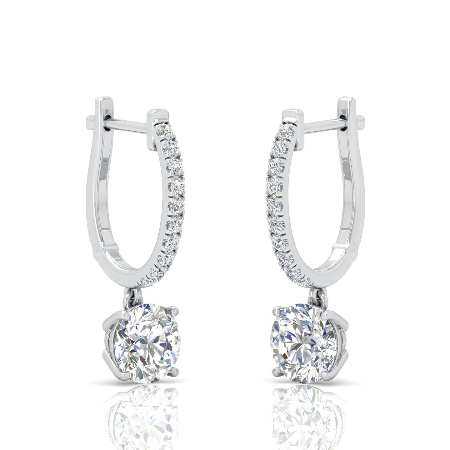 D/VS 2.50 Carat Round Diamond Dangle Drop Earrings In 18k White Gold - amadadiamons - Image 5