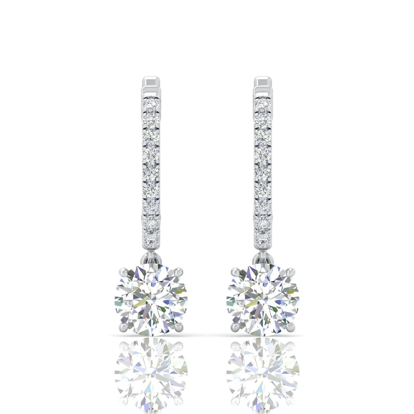 D/VS 2.50 Carat Round Diamond Dangle Drop Earrings In 18k White Gold - amadadiamons - Image 6