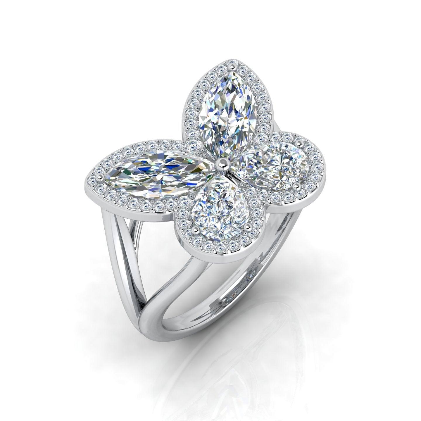 D/VS 4.00 Carat Butterfly Design Vintage Look Engagement Ring - amadadiamonds - Image 7