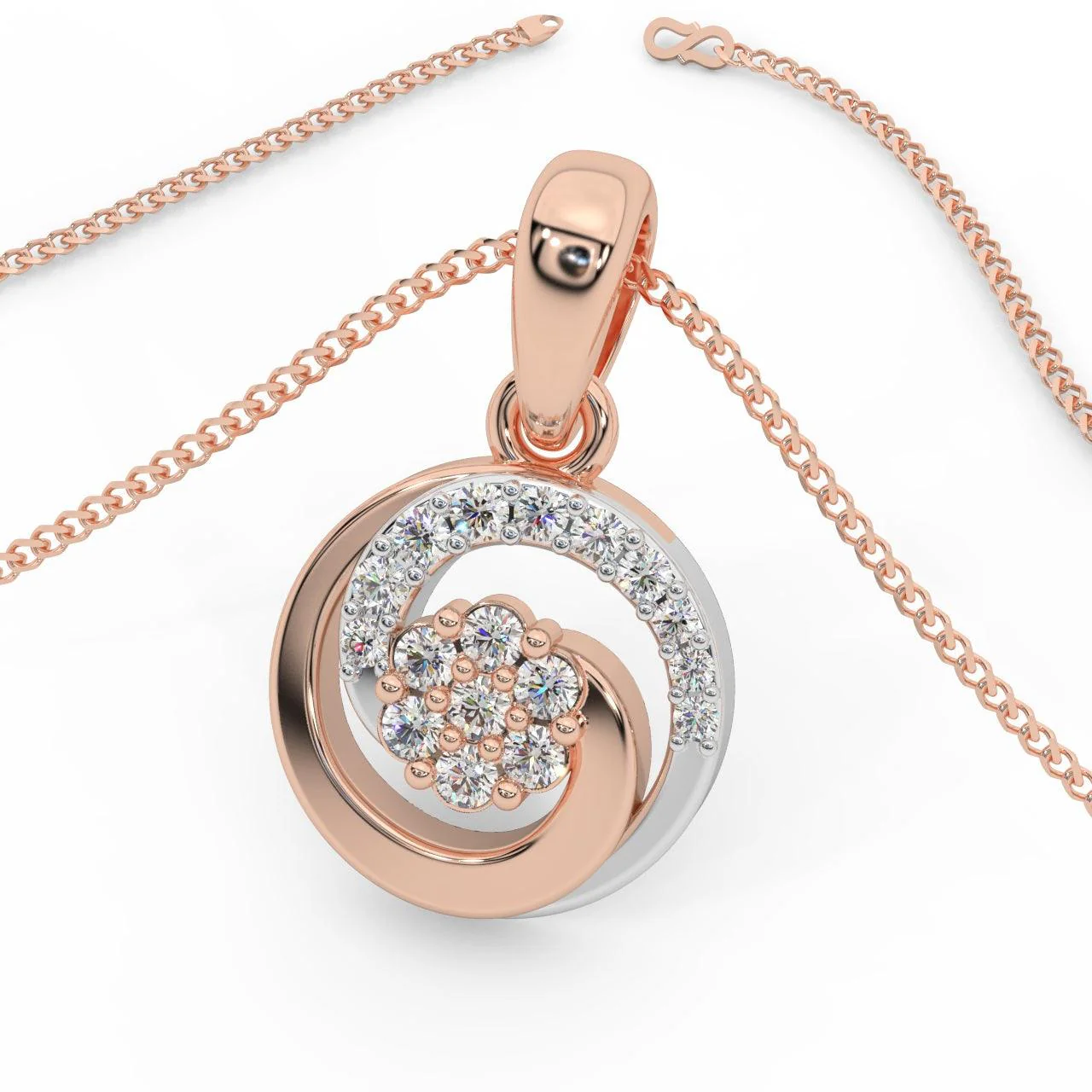 Designer Cluster Pendant For Women Natural Round Diamond 0.50 Ct Crafted In Platinum & Gold - Image 4