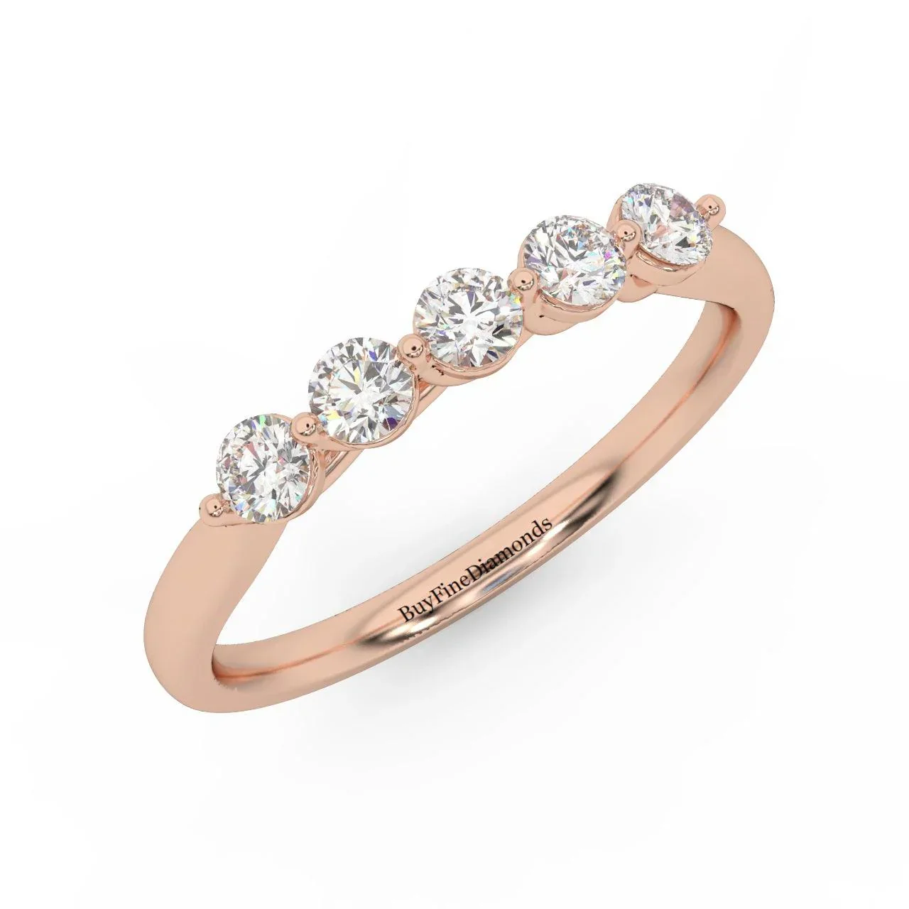 Five Lab Grown Diamond Anniversary Ring For Women in Gold / Platinum 0.50Ct - Image 3