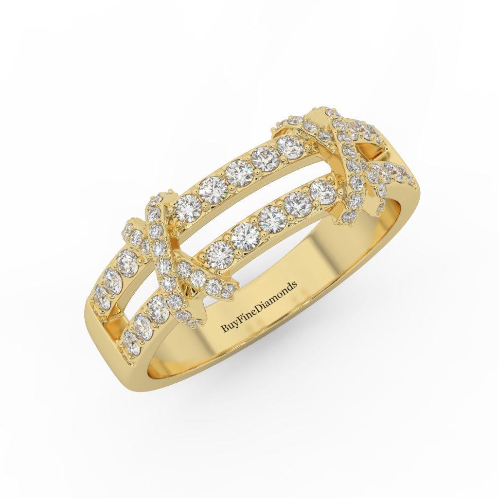 Designer Round Diamond Pave Set Wedding Ring 0.50 Ct Gold & Platinum - Image 3
