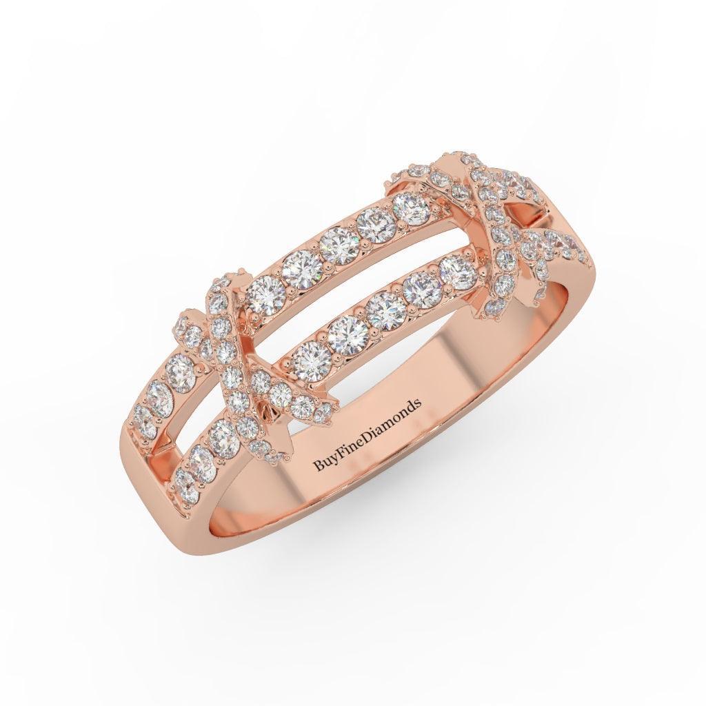 Designer Round Diamond Pave Set Wedding Ring 0.50 Ct Gold & Platinum - Image 4