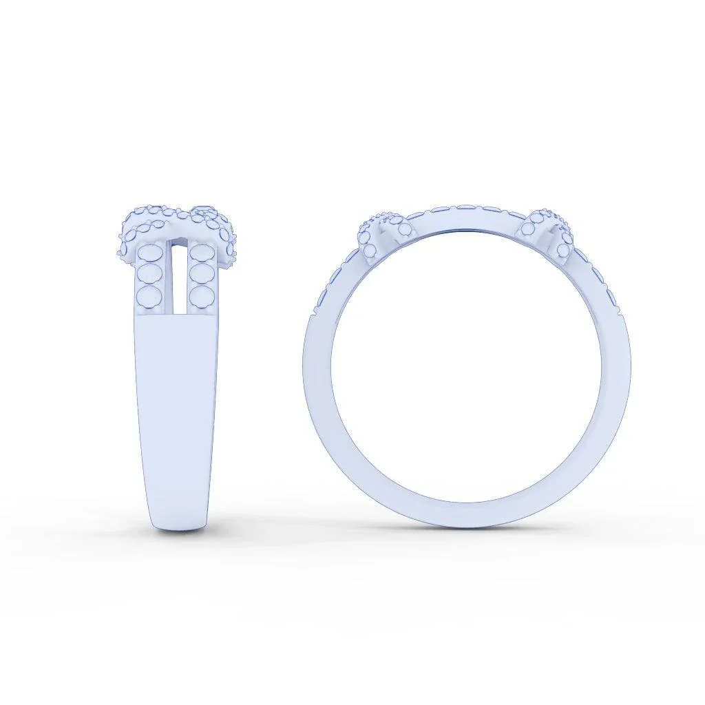 Designer Round Diamond Pave Set Wedding Ring 0.50 Ct Gold & Platinum - Image 8