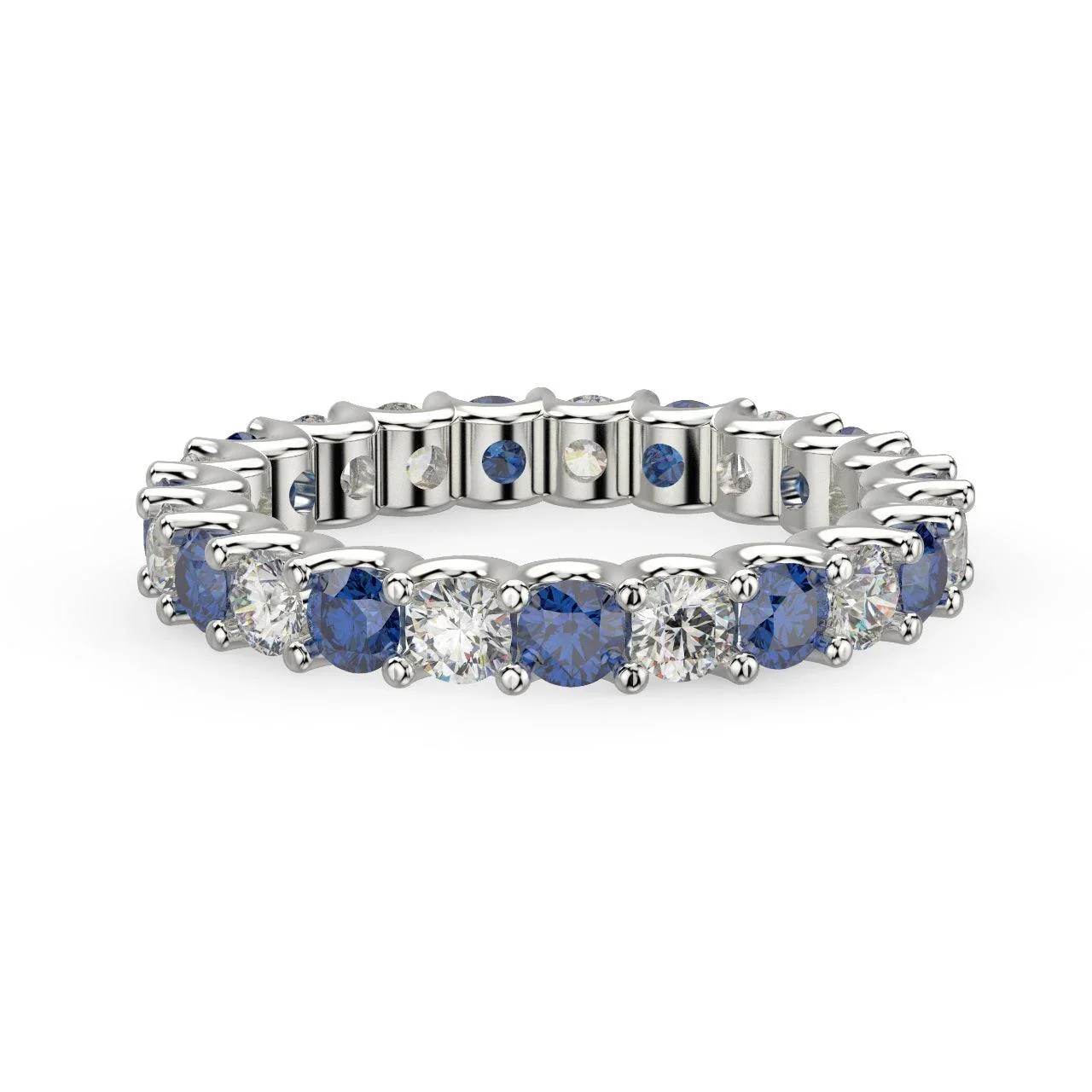 Diamond Cut Sapphire and Diamond Full Eternity Ring 1.20ct - Image 3