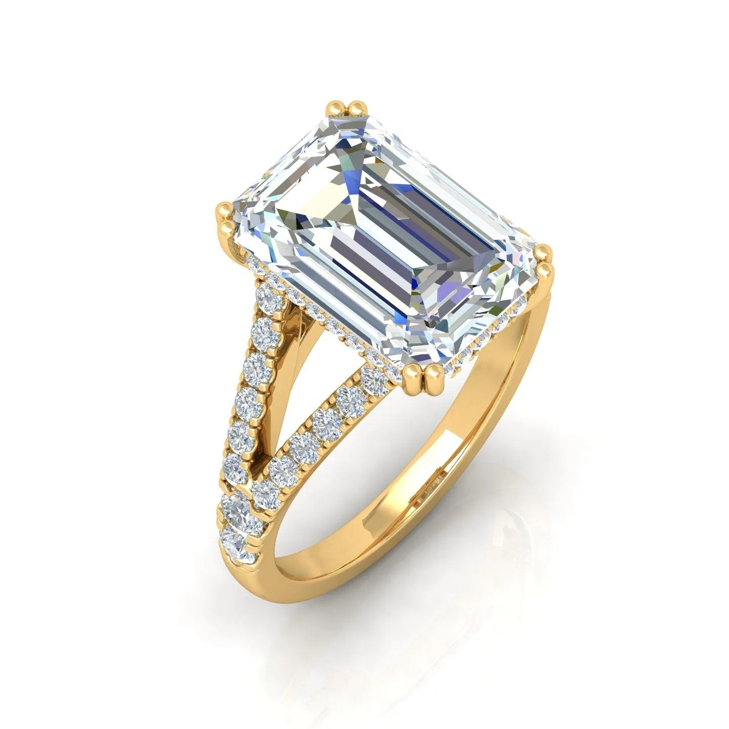IGI Certified E/VS Emerald Diamond Split Shank Hidden Halo Engagement Ring - amadadiamonds - Image 3