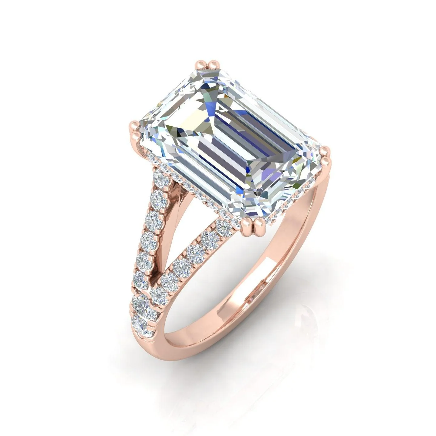 IGI Certified E/VS Emerald Diamond Split Shank Hidden Halo Engagement Ring - amadadiamonds - Image 4