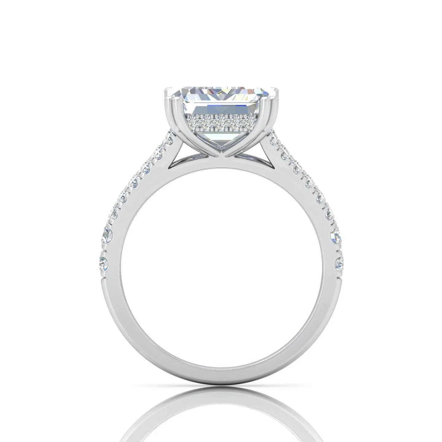IGI Certified E/VS Emerald Diamond Split Shank Hidden Halo Engagement Ring - amadadiamonds - Image 7