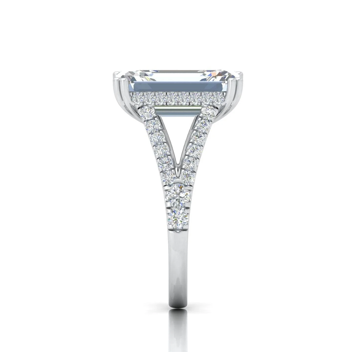 IGI Certified E/VS Emerald Diamond Split Shank Hidden Halo Engagement Ring - amadadiamonds - Image 8