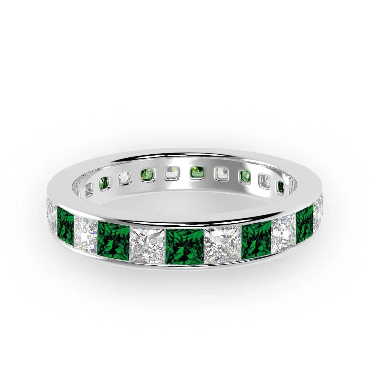 Emerald And Princess Diamond Full Eternity Ring 2.00ct - 4.00ct - Image 3