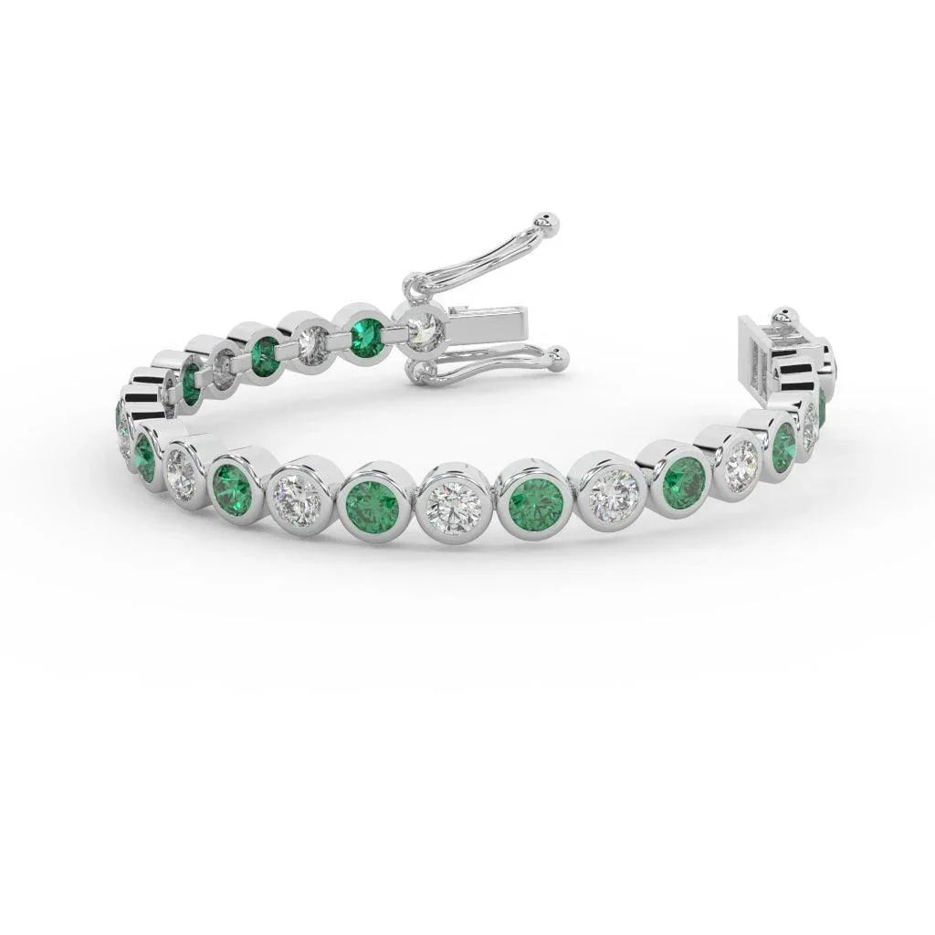 Emerald & Diamond Tennis Bracelet Crafted In White Gold 6.00ct - Image 3