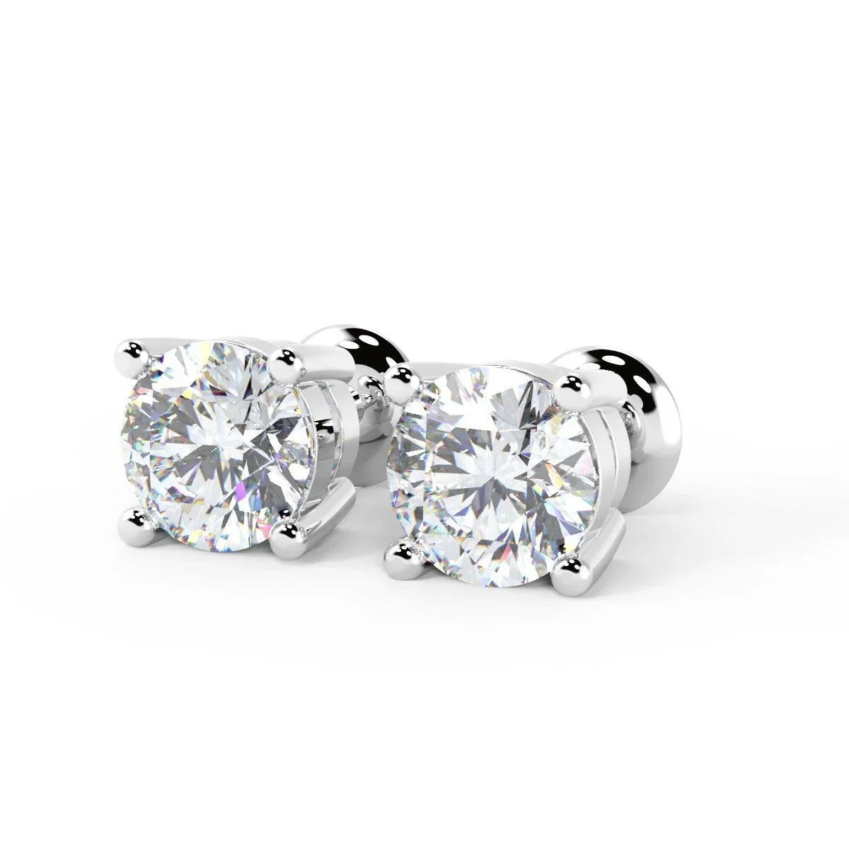 F/VS 1.00Ct Natural Round Diamond Stud Earrings in Hallmarked Platinum - Image 3