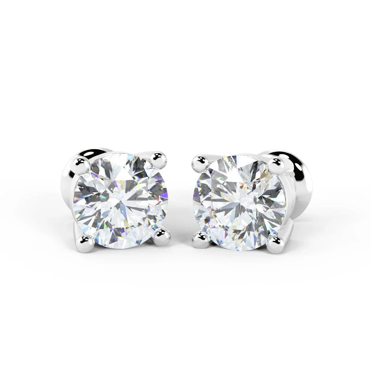F/VS 1.00Ct Natural Round Diamond Stud Earrings in Hallmarked Platinum - Image 4