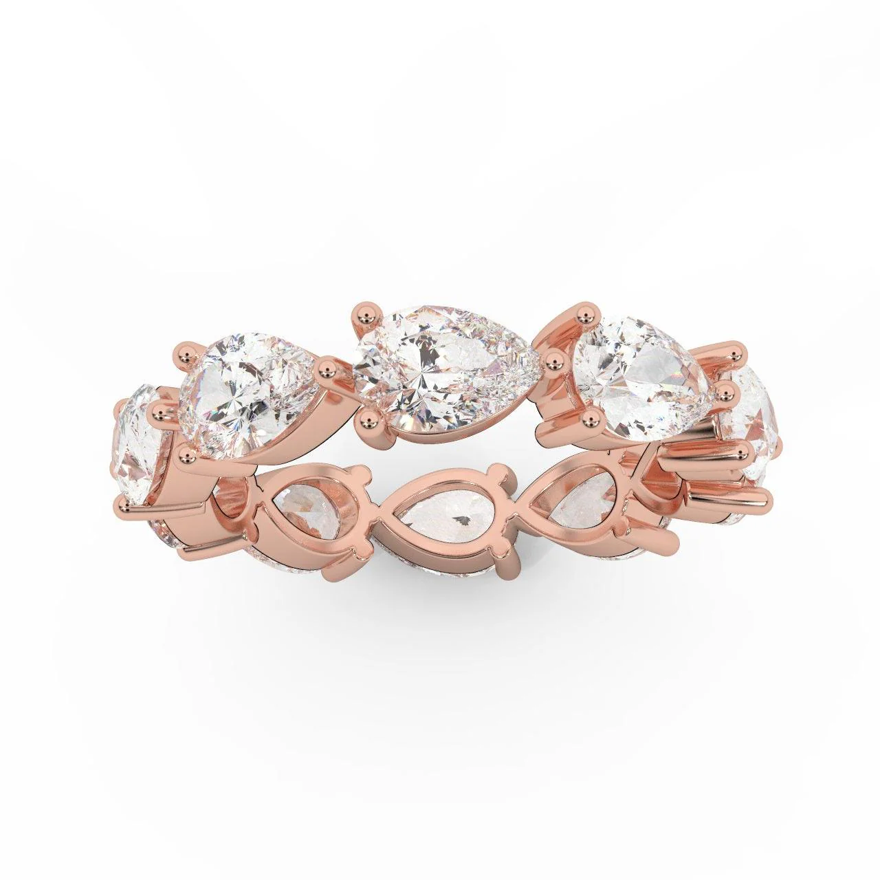 F/VS 3.00 Ct Certified Pear Diamond Full Eternity Ring in Hallmarked 18k Gold & Platinum - Image 3