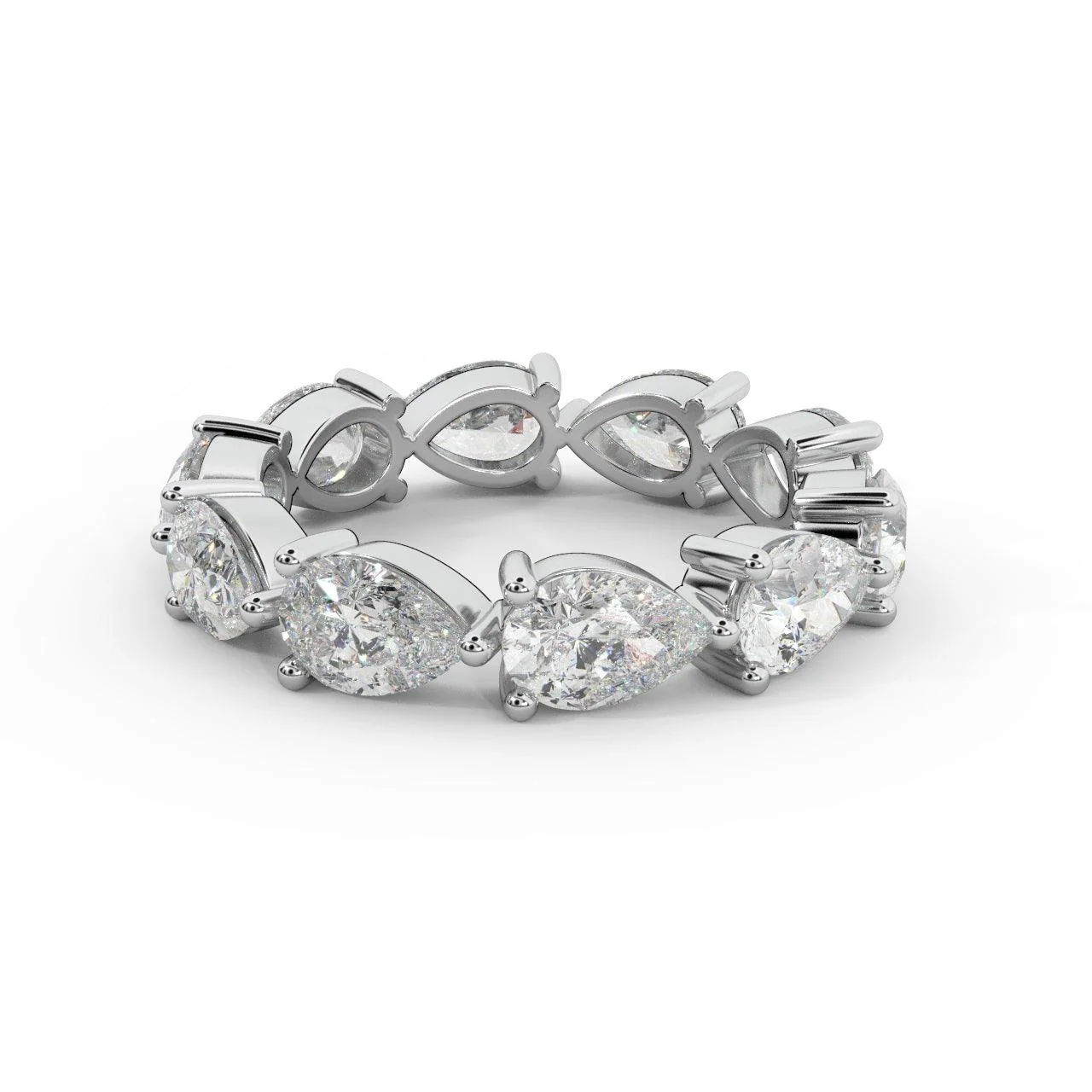 F/VS 3.00 Ct Certified Pear Diamond Full Eternity Ring in Hallmarked 18k Gold & Platinum - Image 5