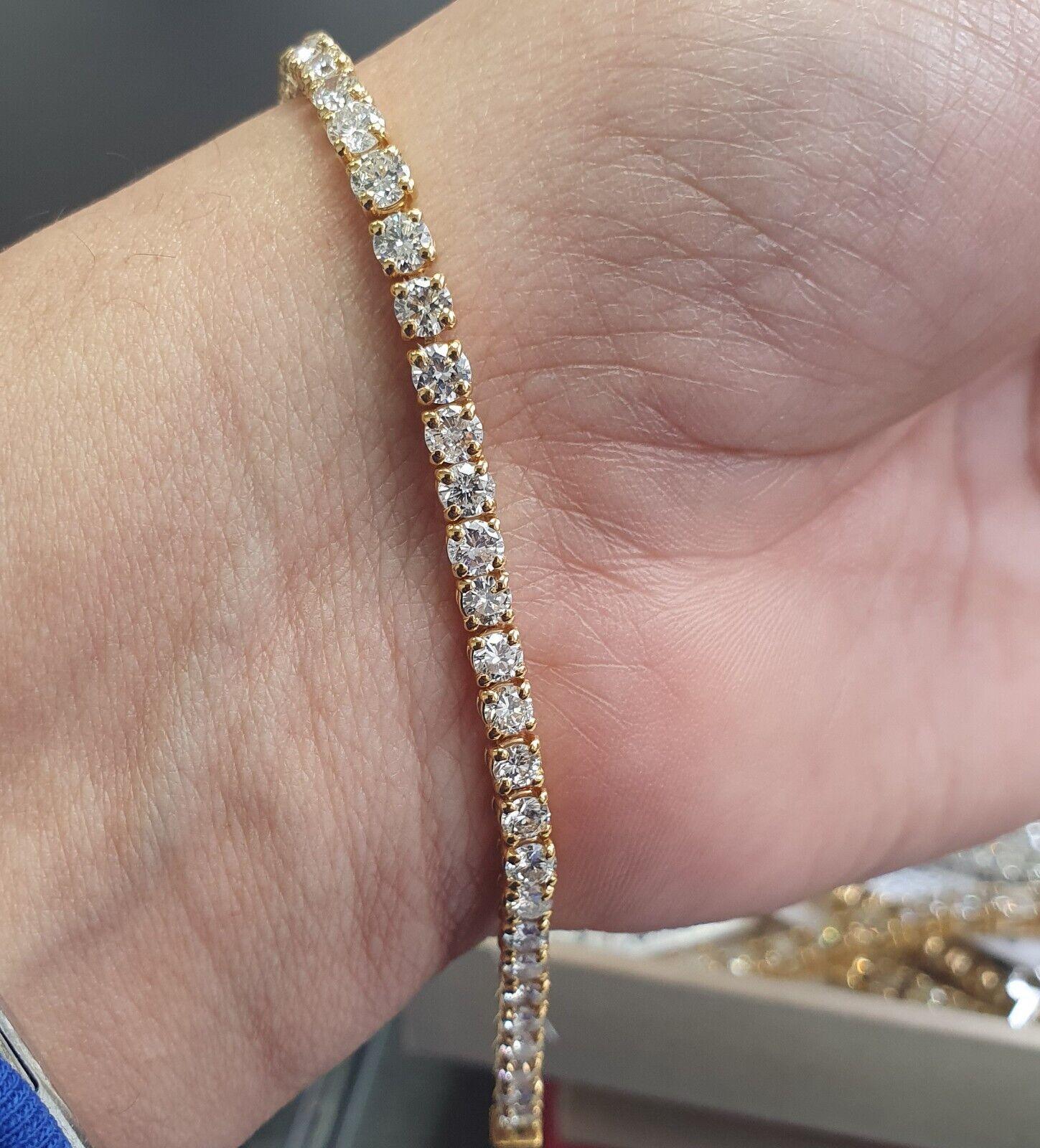 Last pcs..F/VS 5.00CT Round Diamond Tennis Bracelet Crafted in 18k Yellow Gold - Image 3