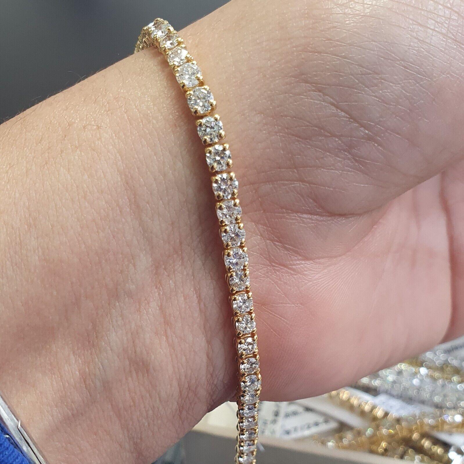 Last pcs..F/VS 5.00CT Round Diamond Tennis Bracelet Crafted in 18k Yellow Gold - Image 4