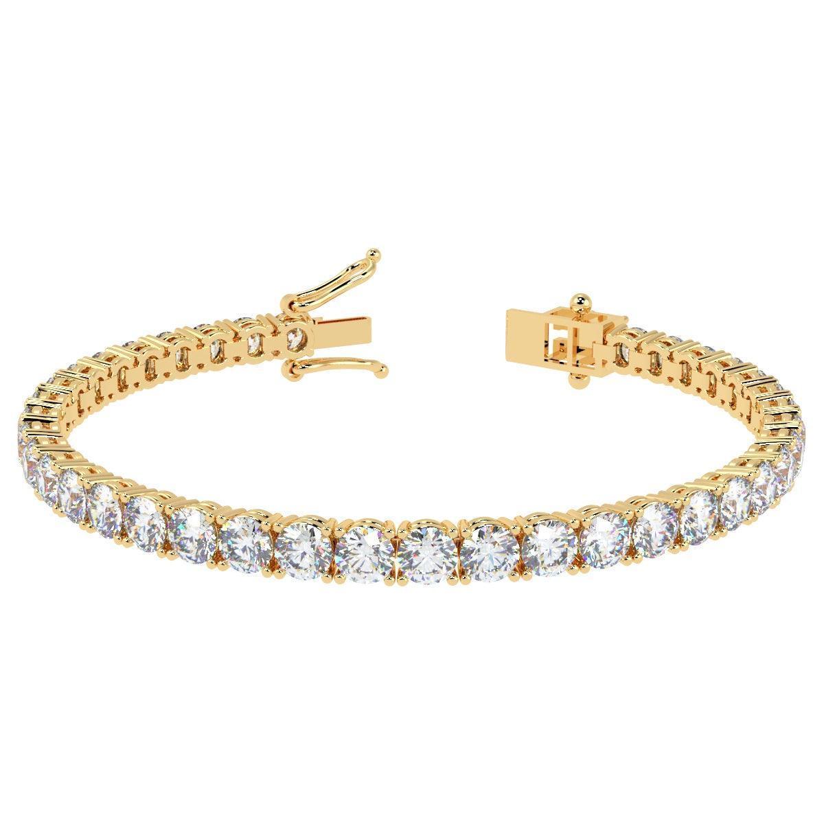 Last pcs..F/VS 5.00CT Round Diamond Tennis Bracelet Crafted in 18k Yellow Gold - Image 5