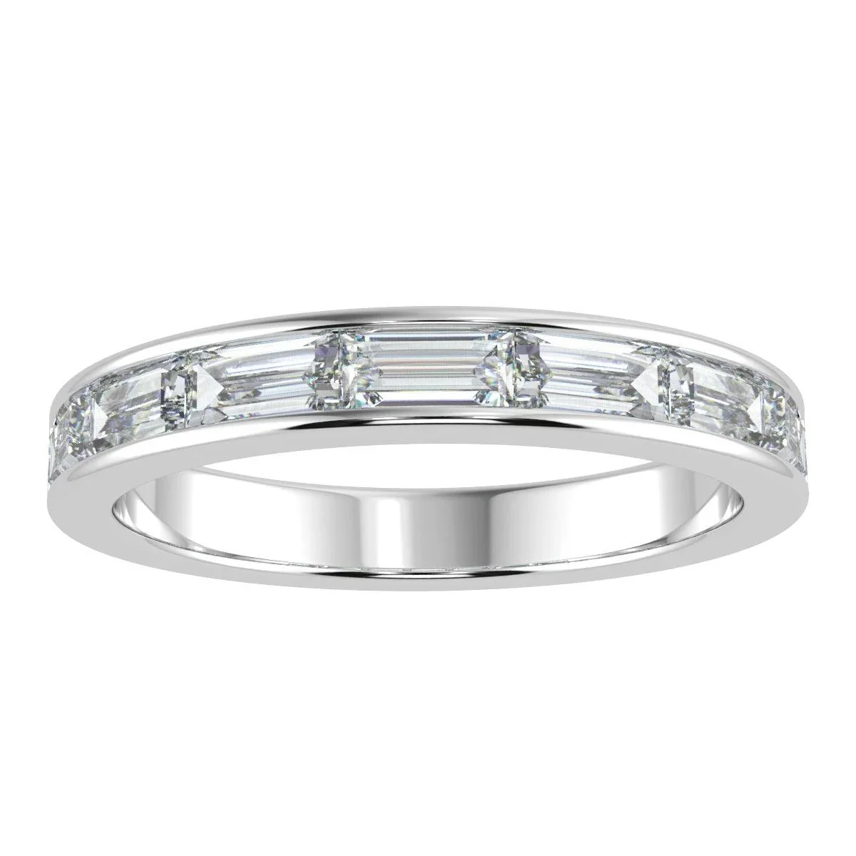 Baguette Diamond Half Eternity Ring - Horizontal Way in Platinum/18K Gold - 0.50ct - 1.00ct - Image 2