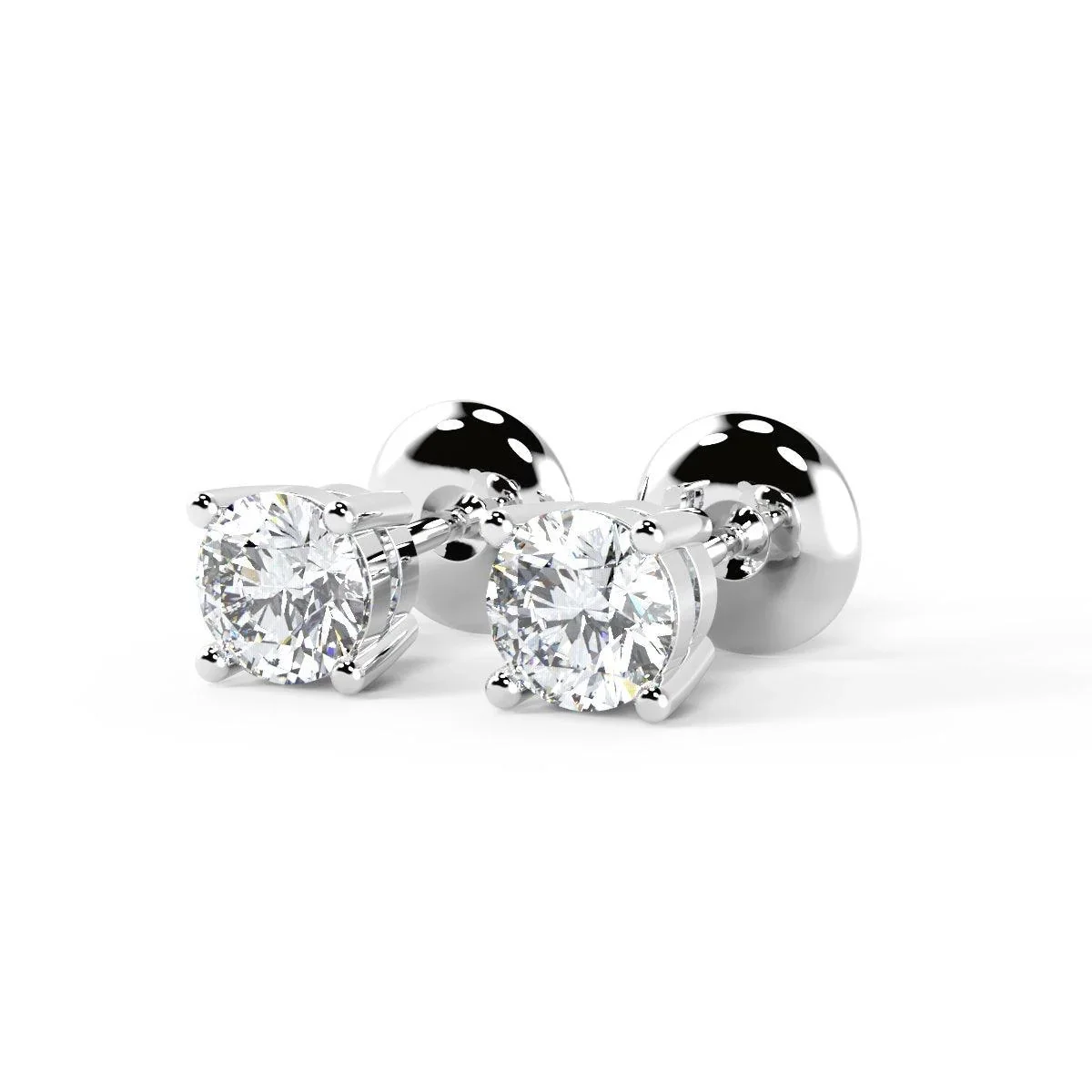 F/VS Round Diamond Stud Earring for Women's in 18k Gold & Platinum - Image 3