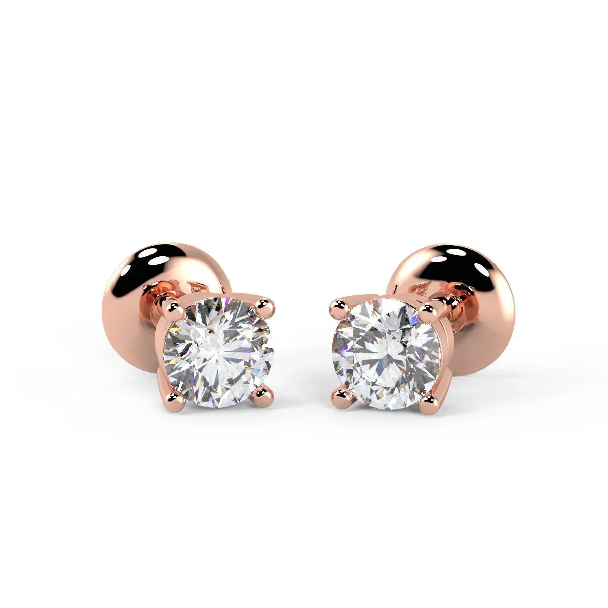 F/VS Round Diamond Stud Earring for Women's in 18k Gold & Platinum - Image 5