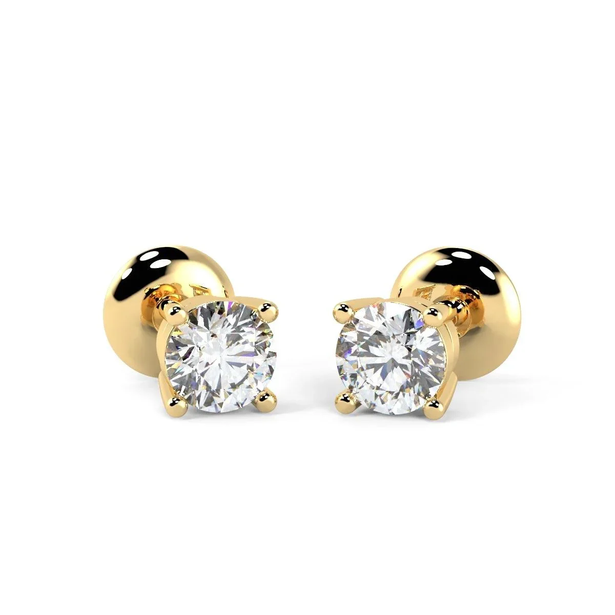 F/VS Round Diamond Stud Earring for Women's in 18k Gold & Platinum - Image 6