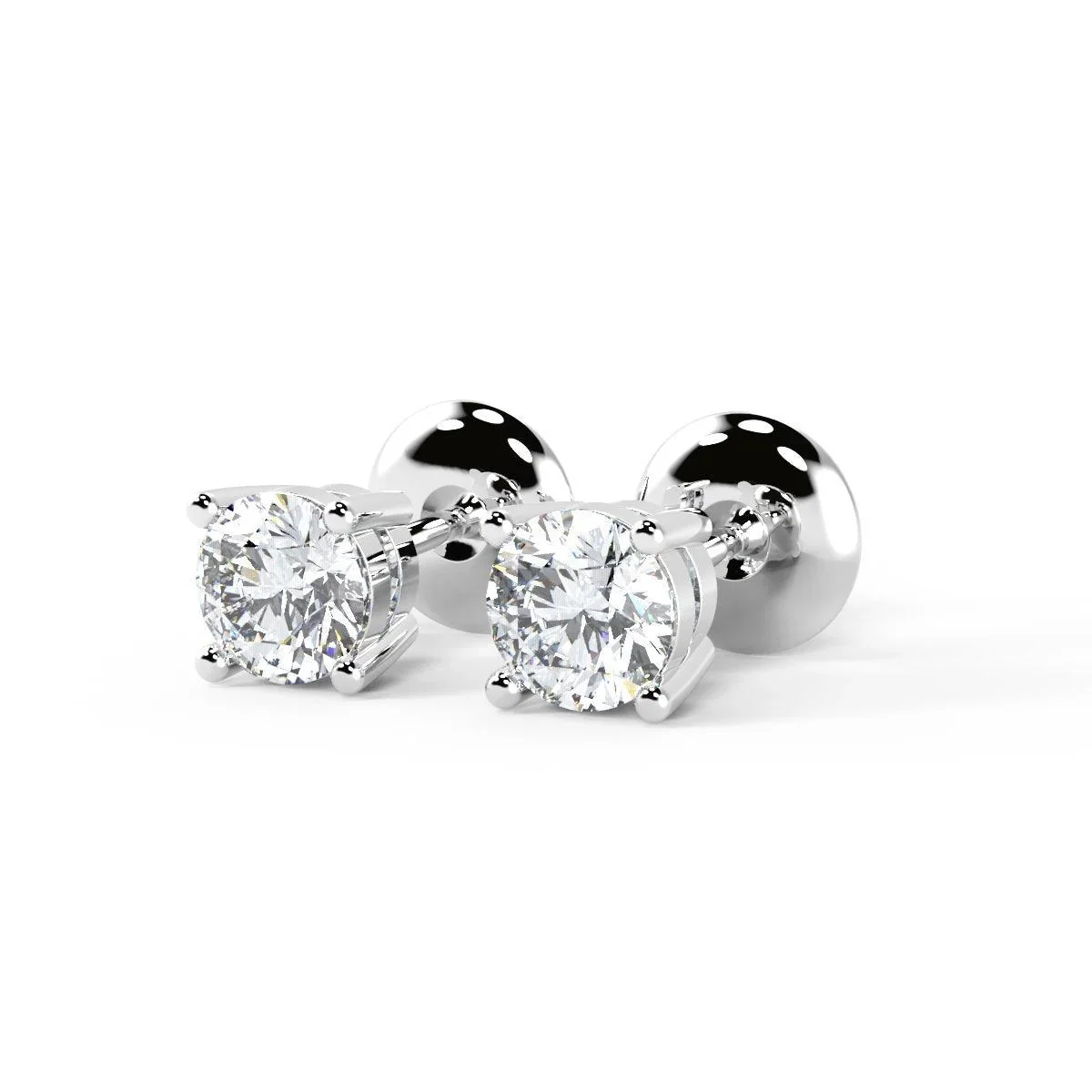 F/VS Round Diamond Stud Earring for Women's in 18k White Gold - 0.33ct - 0.50ct - Image 3