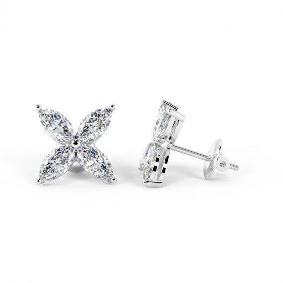 F/VVS 1.50CT Marquise Diamond Victorian Stud Earrings ,Hallmarked Platinum - Image 3