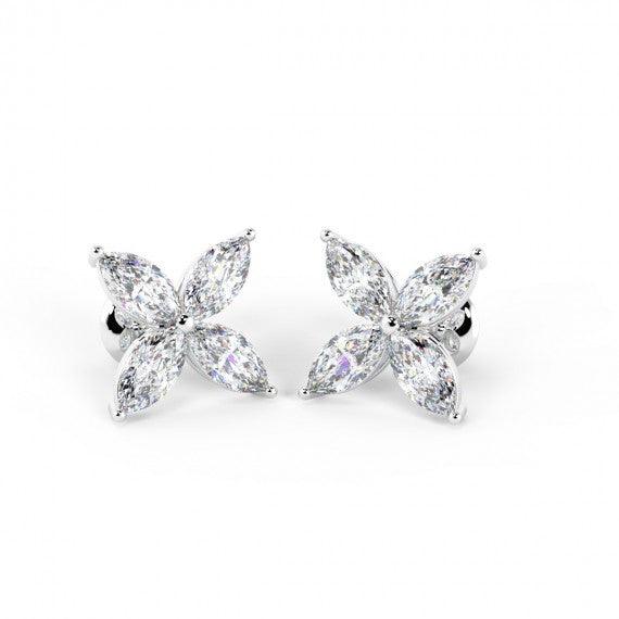 F/VVS 1.50CT Marquise Diamond Victorian Stud Earrings ,Hallmarked Platinum - Image 4