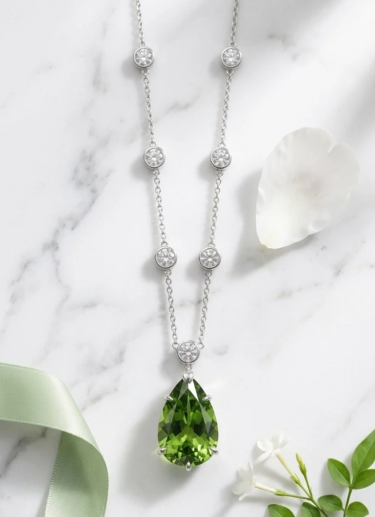 IGI Certified 6.00 Ct Fancy Green Pear Diamond Necklace in White Gold - Image 4