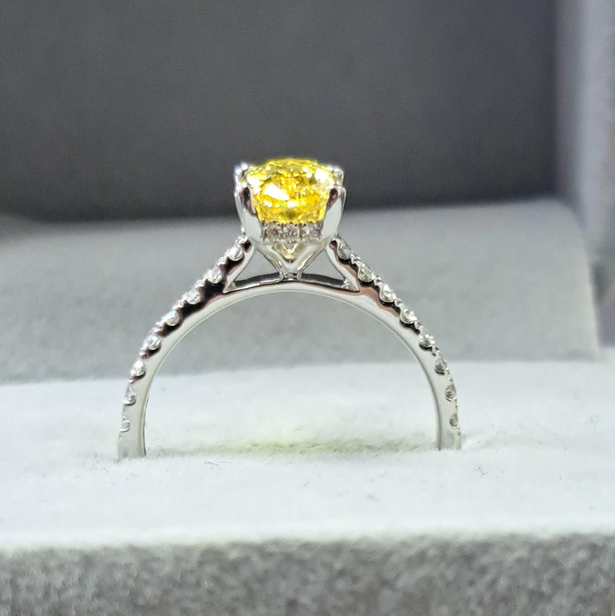 Great Offer..!  Fancy Vivid Yellow 2.50CT Oval Diamond Hidden Halo Engagement Ring White Gold - Image 2