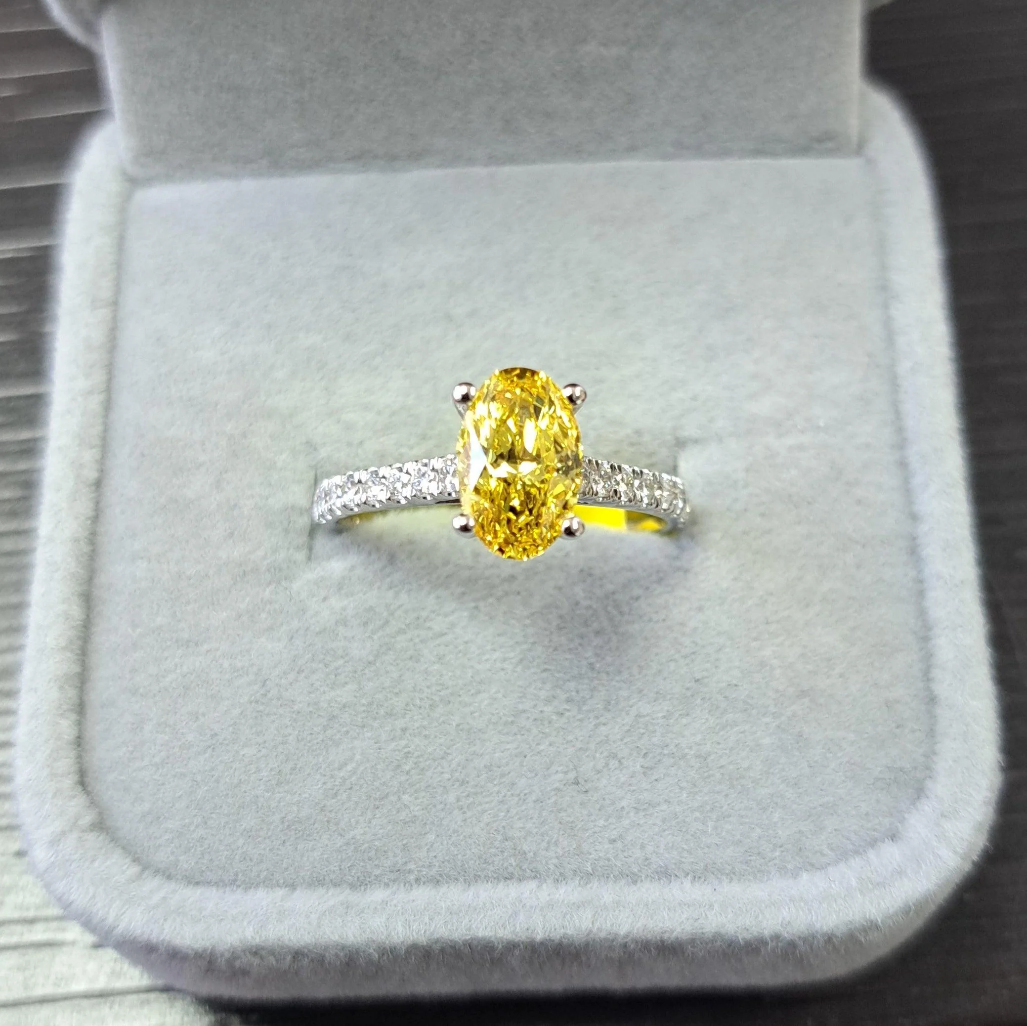 Great Offer..!  Fancy Vivid Yellow 2.50CT Oval Diamond Hidden Halo Engagement Ring White Gold - Image 3