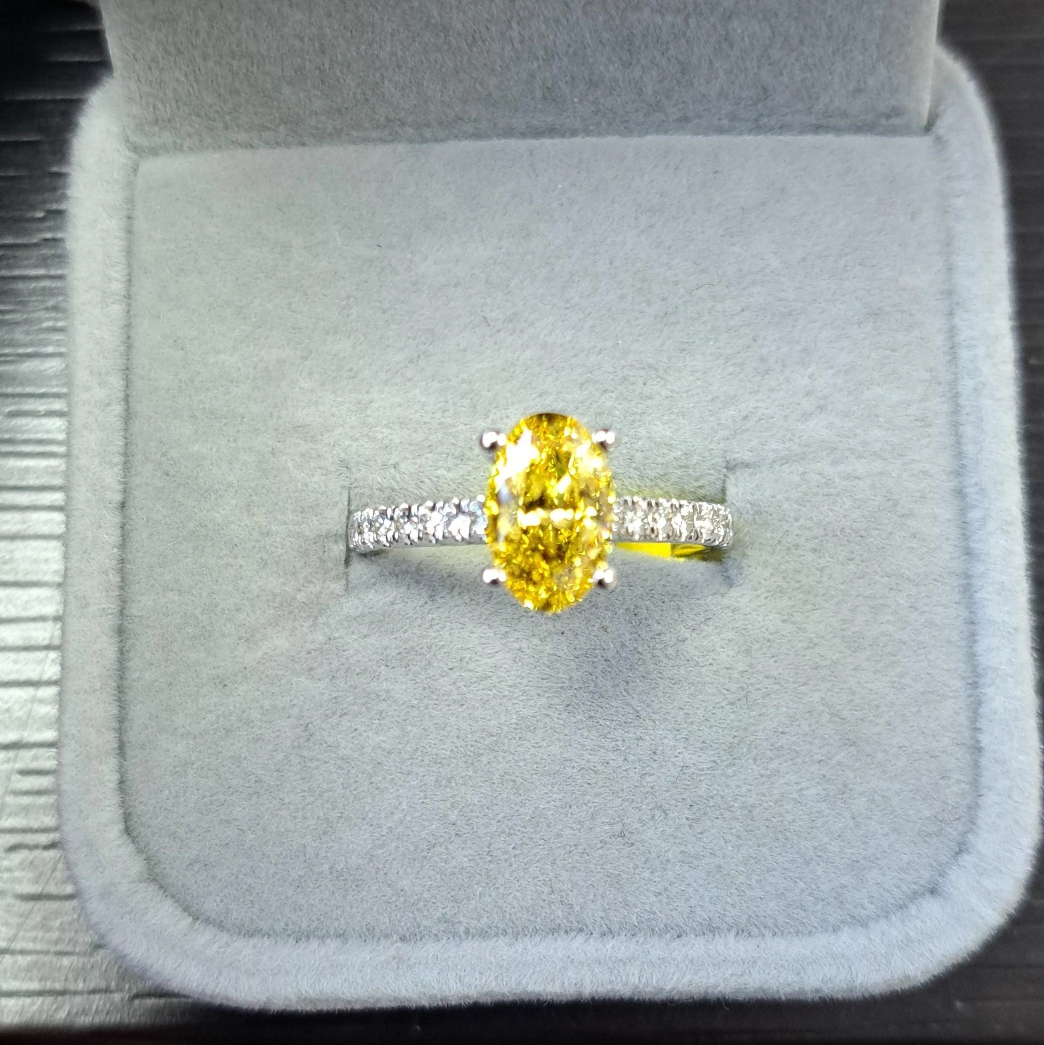 Great Offer..!  Fancy Vivid Yellow 2.50CT Oval Diamond Hidden Halo Engagement Ring White Gold - Image 5