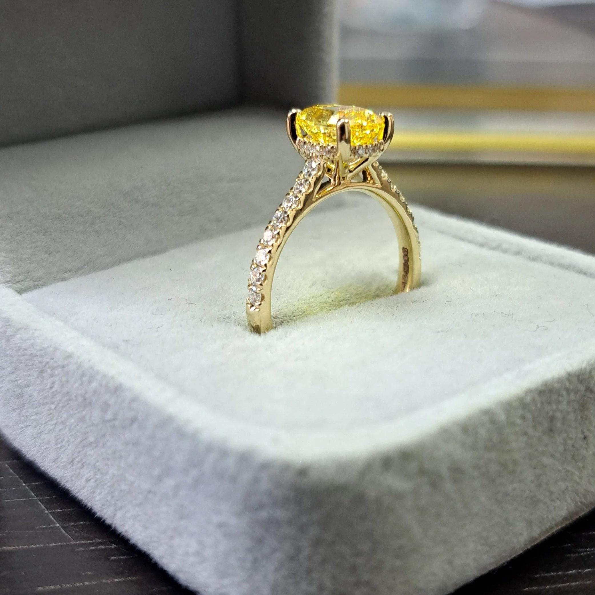 Great Offer..!  Fancy Vivid Yellow 2.50CT Oval Diamond Hidden Halo Engagement Ring White Gold - Image 6